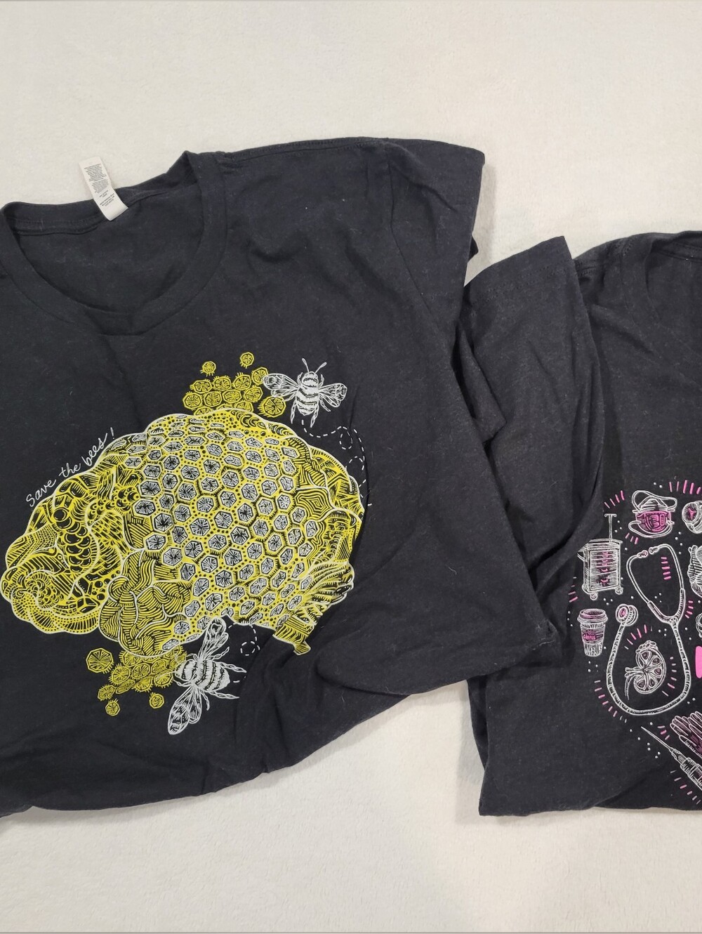 Artery Ink Nursing  Black Graphic T-Shirts: Set Of 2